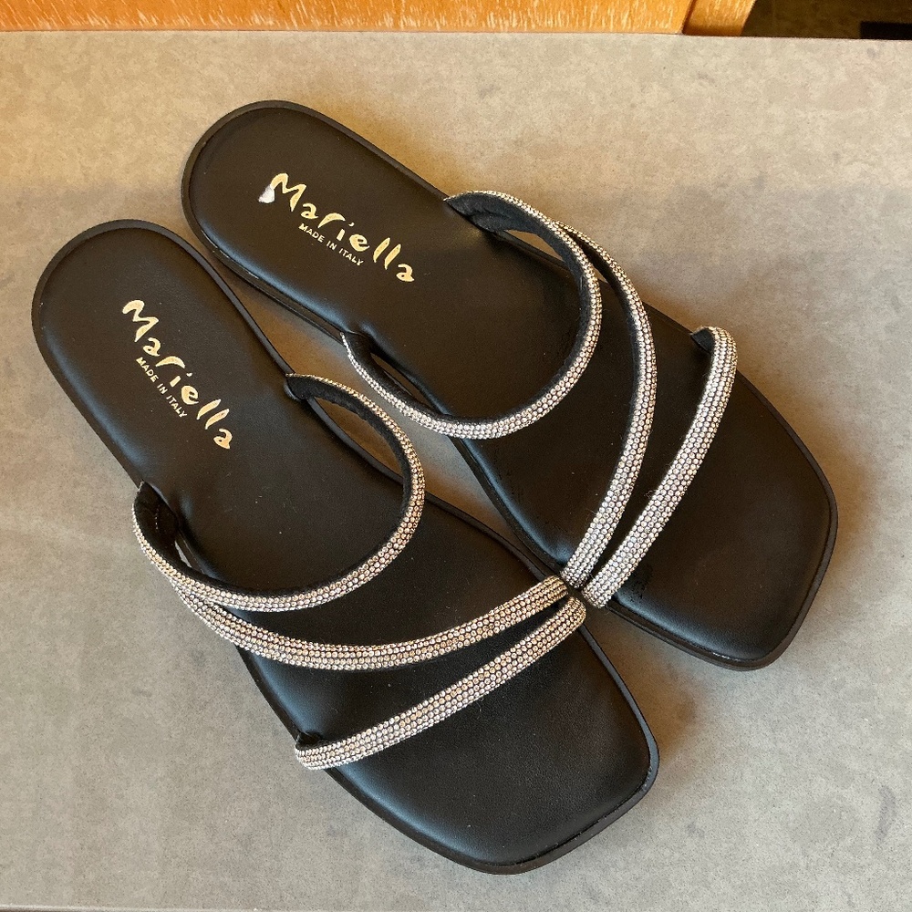 Mariella sparkly flat sandals, made in Italy